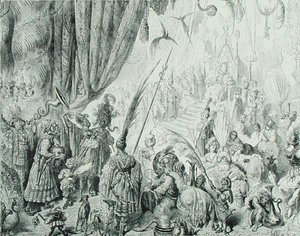 A Corte do Rei de Serendib, c.1868 (gravura) de Gustave (after) Dore