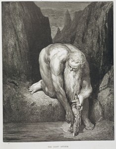 O Antaeus Gigante, de "A Divina Comédia" (Inferno) de Dante Alighieri (1265-1321) c.1868 (gravura)