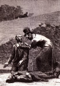 Javert reconhece Valjean - em “” Les Misérables ”” de Victor Hugo, ill. por Brion, ed. Hetzel e Lacroix de Gustave Brion