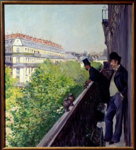 Uma varanda parisiense em 1880 pintura de Gustave Caillebotte (1848-1894) 1880 Dim. 0,6x0,66 m Coleção particular - Uma varanda parisiense em 1880. Pintura de Gustave Caillebotte (1848-1894) de Gustave Caillebotte