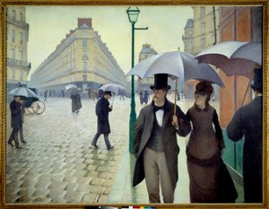 Uma rua em Paris com tempo chuvoso em 1877 de Gustave Caillebotte