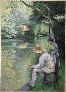 Pesca à linha (óleo sobre tela) de Gustave Caillebotte