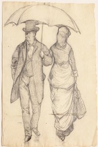 Homem mulher, sob um guarda-chuva de Gustave Caillebotte