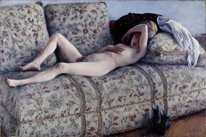 Nu num sofá de Gustave Caillebotte