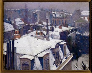 Neve nos telhados (pintura sobre tela) de Gustave Caillebotte
