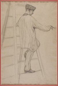 Estudo para pintores de casas: Homem numa escada de Gustave Caillebotte
