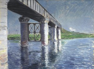 O Sena e a ponte ferroviária de Argenteuil de Gustave Caillebotte