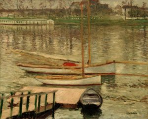 Veleiros ancorados no Sena de Gustave Caillebotte