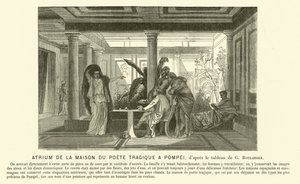 Átrio da antiga Casa Romana do Poeta Trágico, Pompeia (gravura)