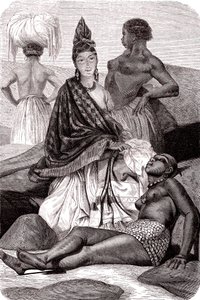 Signare , as mulheres africanas mulatas e francesas na ilha de Goree, Senegal. 1861 (gravura)