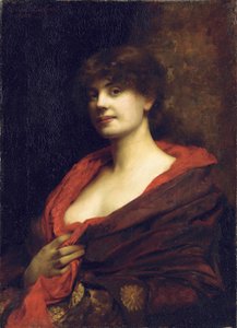Uma senhora elegante com um xale vermelho, 1883