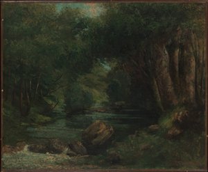 Um ribeiro na floresta de Gustave Courbet