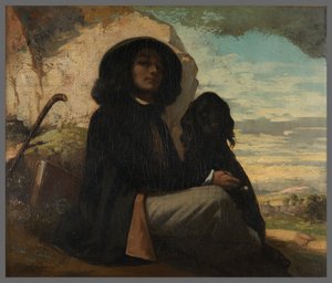Auto-retrato conhecido como «Courbet com o cão preto» de Gustave Courbet