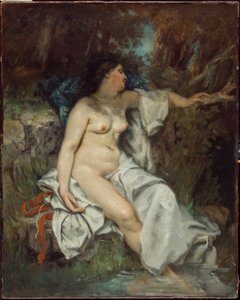 Banhista a dormir junto a um riacho de Gustave Courbet