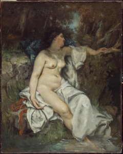 Bather dormindo por um riacho, 1845 de Gustave Courbet