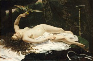 Francês:  La Femme au perroquet Mulher com um papagaio de Gustave Courbet