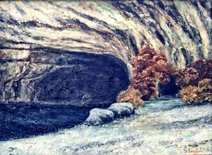Gruta do Loue coberta de neve de Gustave Courbet