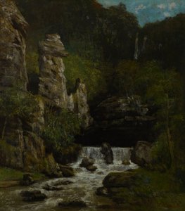 Paisagem com uma cascata de Gustave Courbet