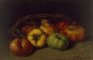 Natureza morta com maçãs, pêras e romãs de Gustave Courbet