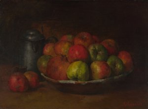Ainda vida com maçãs e uma romã, 1871-1872 de Gustave Courbet