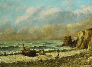 Dois barcos na praia, de Gustave Courbet
