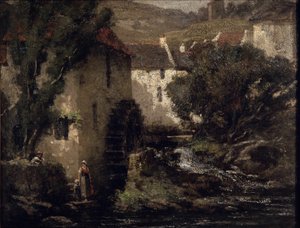 Moinho de água (óleo sobre tela) de Gustave Courbet