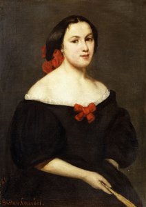 Mulher com um ventilador; Femme a L "Eventail, 1861 de Gustave Courbet