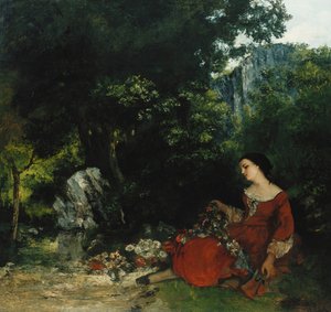 Mulher com uma guirlanda; Mulher com a guirlanda, 1856 de Gustave Courbet