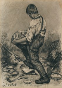Quebra-pedras jovem, c1864-1865 de Gustave Courbet
