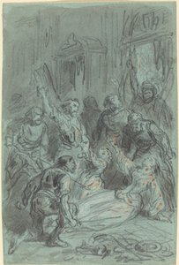 Uma cena dramática com uma mulher desmaiada de Gustave Dore