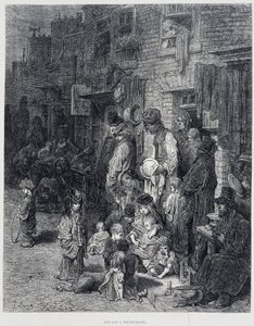 A Street in Whitechapel - em "Londres" de Gustave Dore de Gustave Dore