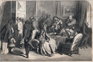 A antecâmara de um dentista. Desenho de Gustave Dore (1832-1883). Gravura em "Le Monde illustrious" de 1862. Coleção privada. de Gustave Dore