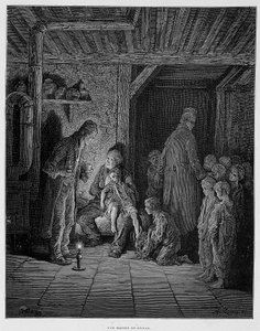 Uma casa de refúgio - em "Londres" de Gustave Dore de Gustave Dore