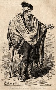 Um camponês da região de Córdoba. Esboço tirado ao vivo por Gustave Dore (1832-1883). Gravura para ilustrar a viagem na Espanha, em 1862 por Charles Davillier e Gustave Dore, na "Le tour du monde, nouveau journal des voyages" publicada sob o dir de Gustave Dore