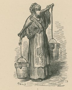 Um, mulher, carregar, dois, baldes de Gustave Dore