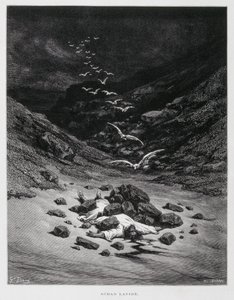 Achan é apedrejado até à morte (Josh. 7:1,10-26), Ilustração da Bíblia Dore de Gustave Dore