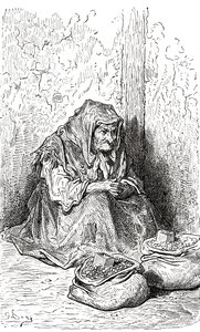 Segundo um esboço de uma velha mulher espanhola de Gustave Dore. De Life and Reminiscences of Gustave Dore, publicado em 1885. de Gustave Dore