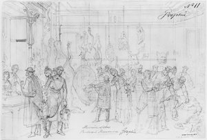 Álbum do cerco de Paris, Maison Debos, bulevar Haussmann (caneta e tinta marrom e lápis sobre papel) de Gustave Dore