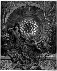 A beleza de Alcina supera todas as dúvidas de Ruggiero de Gustave Dore