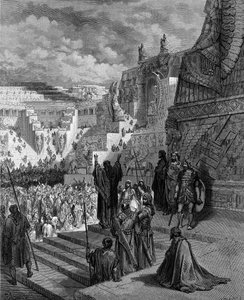 Artaxerxes concedendo liberdade aos judeus. - bíblia de Gustave Dore