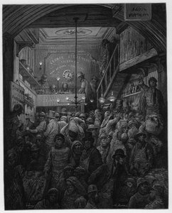 Billingsgate - Venda de peixe no Criee. Ilustração para Londres por Louis Enault ilustrada por Gustave Dore de Gustave Dore