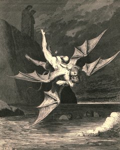 Mas o outro provou um açor ... e no lago fervente caíram, c1890. de Gustave Dore