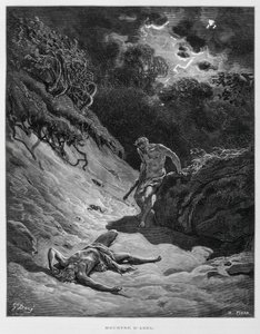 Caim mata o seu irmão Abel, Ilustração da Bíblia de Dore de Gustave Dore