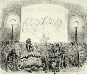Sala de concertos de café na França, de Paul Gustave Dore" (1832-1883), ca. 1865, gravura. de Gustave Dore