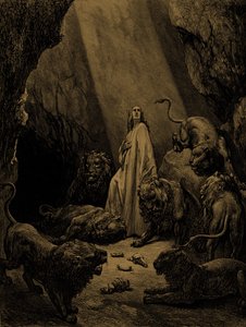Daniel no antro dos leões, por Doré. - Bíblia de Gustave Dore