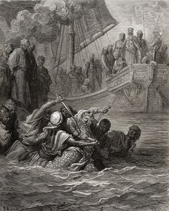 Morte de Almoadam, ilustração de &39;Bibliotheque des Croisades&39; por JF. Michaud, 1877 (lito) de Gustave Dore