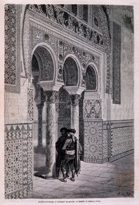 Detalhe da Arcada do Alcazar em Sevilha - por Doré, em "Tour du Monde", 2º semestre. 1866. de Gustave Dore