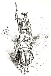 Dom Quixote no seu cavalo, seguido por Sancho no seu burro de Gustave Dore