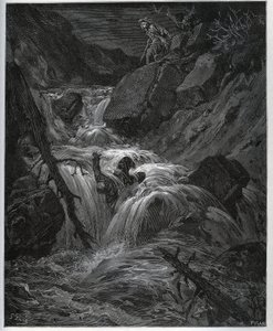 Dorothee, deguisee como um jovem camponês, liberta seu valete lascivo - de “” Don Quixote de la Mancha ”” de Miguel Cervantes de Gustave Dore