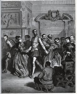 Noite organizada após Don Antonio. Dom Quixote descobre sem apreciar os prazeres da dança - de “Don Quixote de la Mancha” de Miguel Cervantes de Gustave Dore
